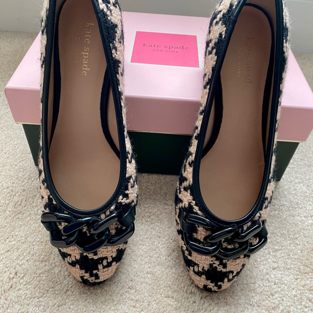 ♠️ BRAND NEW KATE SPADE KACEY PUMPS 👠 Size: 6.5 in tan/black houndstooth - Picture 2 of 4
